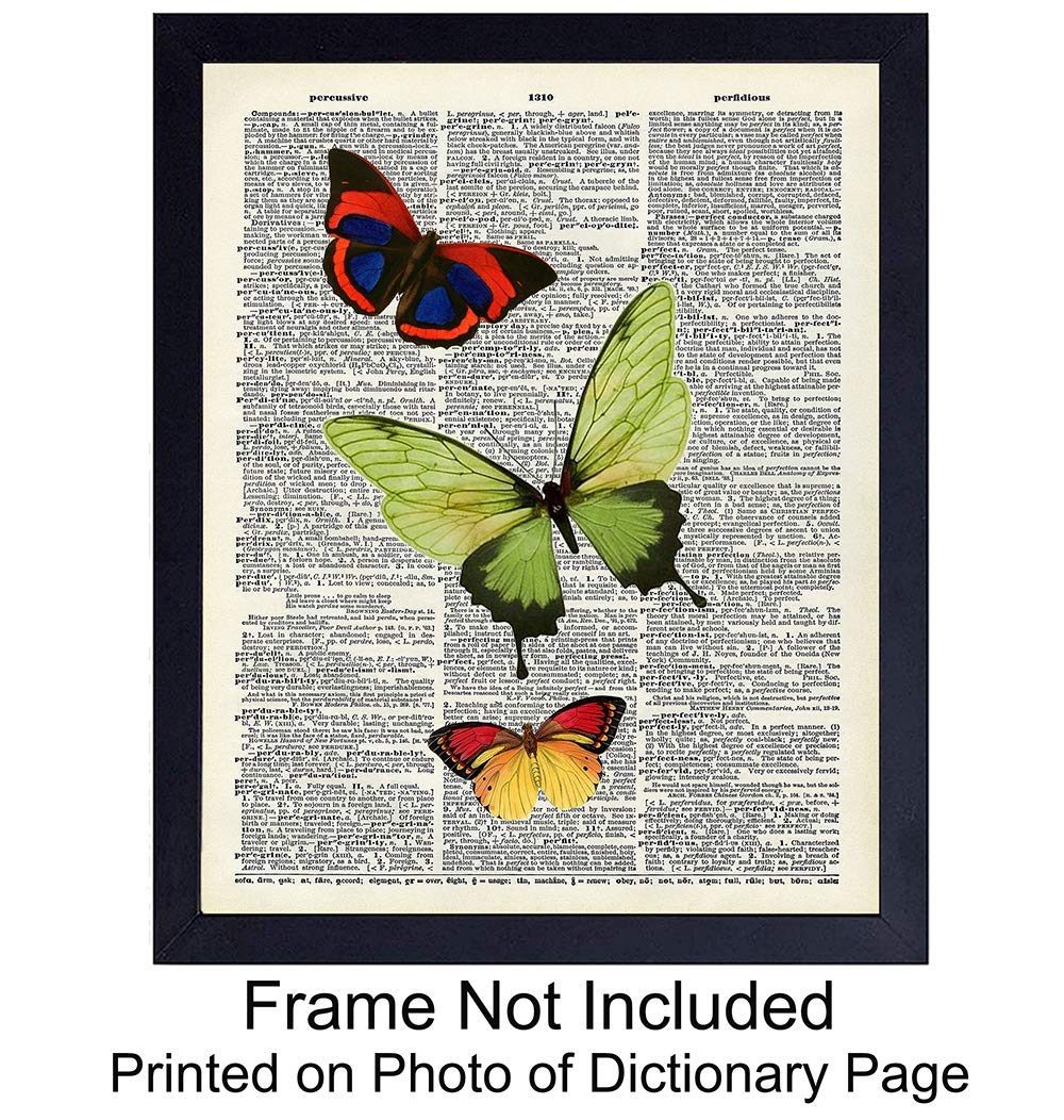 Butterflies Upcycled Dictionary Wall Art Print - Yellowbird Art & Design