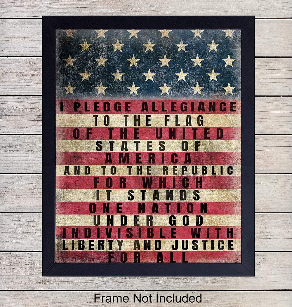 Patriotic American Flag Pledge of Allegiance Wall Art Print ...