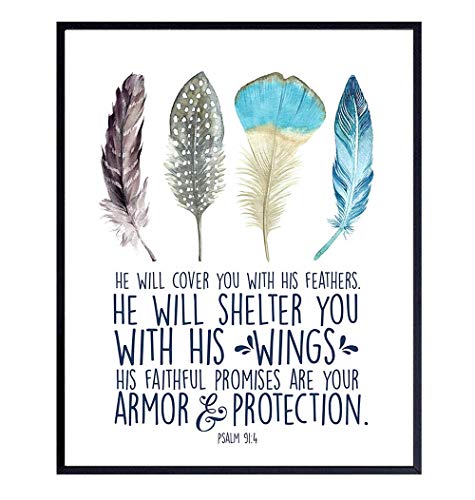 Psalm 91 - He Will Cover You With His Feathers Wall Art - Christian ...